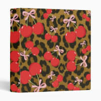 Red Cherries with Pink Bow Coquette Leopard Print