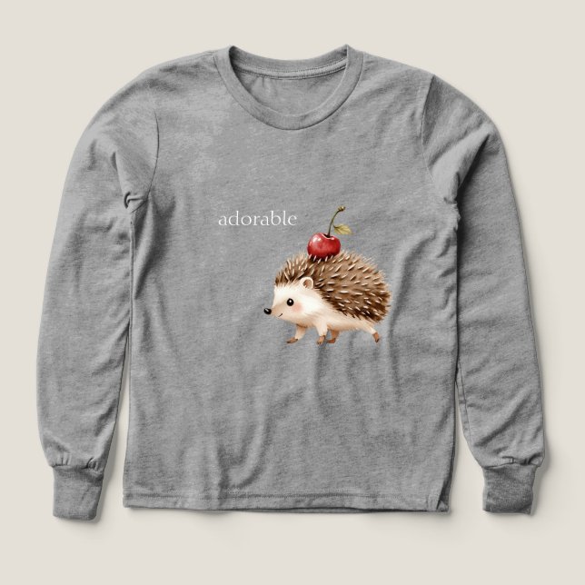 Red Cherry Adorable Hedgehog Tri-Blend Shirts (Design Front)