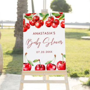 Red Cherry Baby Shower Welcome Sign