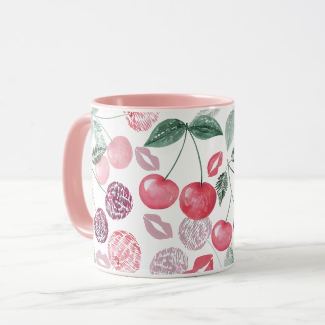 Red cherry berry fruit stylish mug (Front Left)
