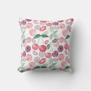 Red cherry berry fruit stylish throw pillow