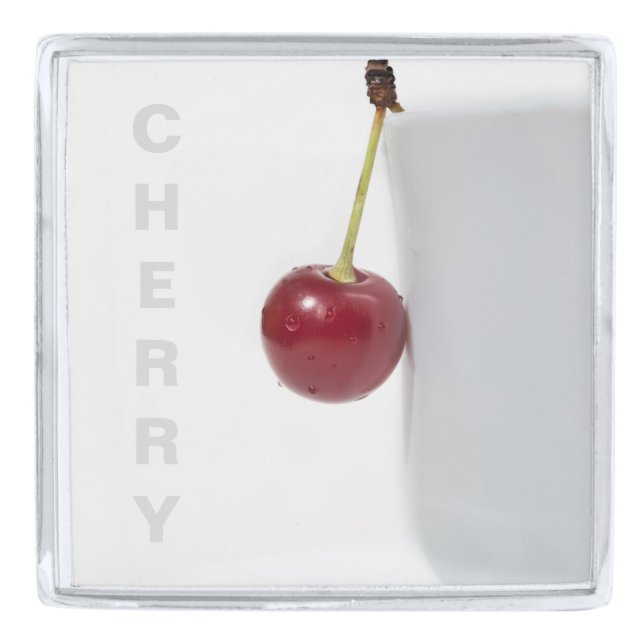Red Cherry Berry Silver Finish Lapel Pin (Front)