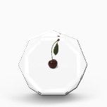Red cherry berry: The Graduate Acrylic Award<br><div class="desc">Single red cherry berry with a curved fruit stalk and a tiny green leaf. In Western culture the cherry blossom symbolize education, so it is logical to assume that a fruit is a symbol of graduation. In addition, the green leaf brings to the memory the tassel of a graduate cap....</div>