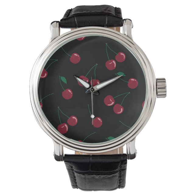 Red Cherry Black EWatch Watch (Front)