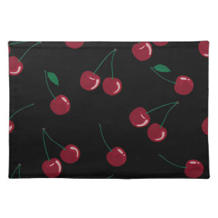 Red Cherry Black Table Placemat