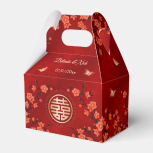 Red Cherry Blossom Blossom Chinese Wedding Favor Boxes