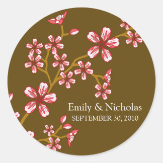 Red Cherry Blossom/Brown Wedding Invitation Seal