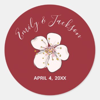 Red Cherry Blossom - Circle Sticker by Midesigns55555 at Zazzle