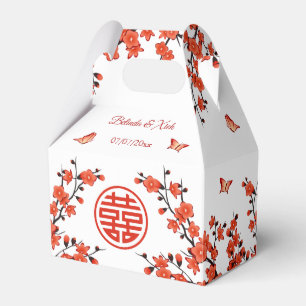 Red Cherry Blossom    Custom Chinese Wedding  Favor Boxes