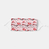 Red Cherry Blossom Floral Adult Cloth Face Mask (Front, Folded)