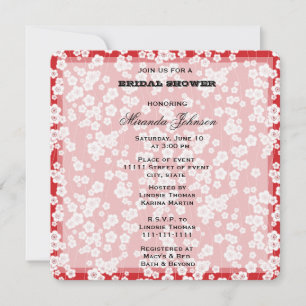Red Cherry Blossom Floral Bridal Shower Invitation