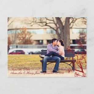 Red Cherry Blossom Oriental Wedding Save the Date Announcement Postcard