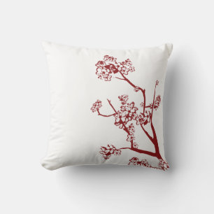 Red Cherry Blossom Pillow