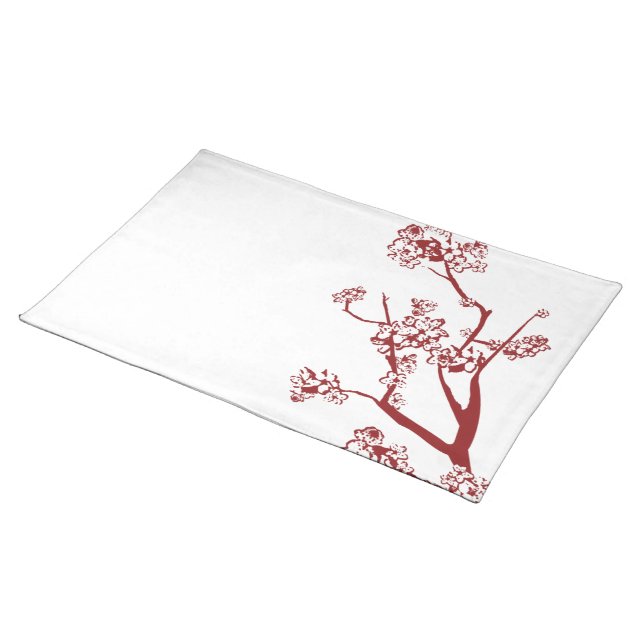 Red Cherry Blossom Placemat (On Table)