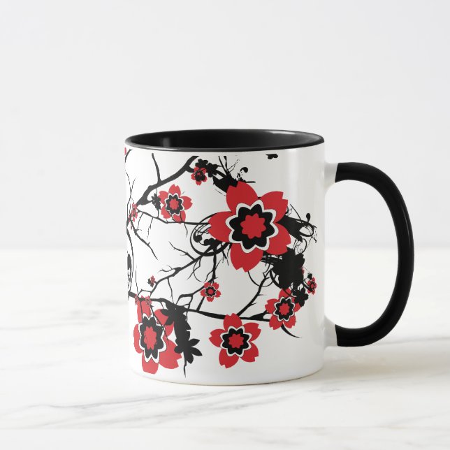 Red Cherry Blossom Sakura Design Mug (Right)