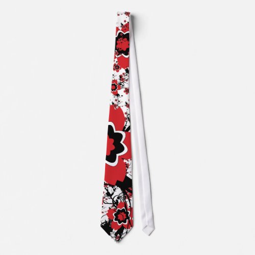 Red Cherry Blossom Sakura Design Tie