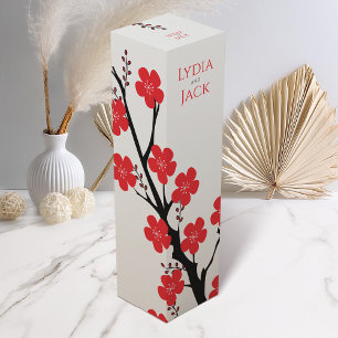 Red Cherry Blossom Themed Wedding Wine Box