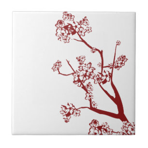Red Cherry Blossom Tiles and Trivets