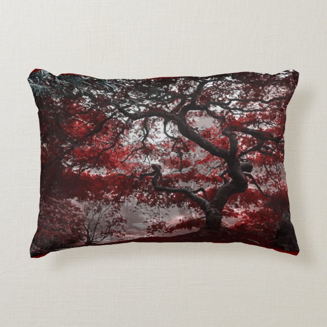 Red Cherry Blossom Tree  Accent Pillow (Front)