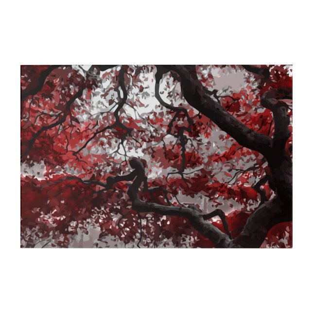 Red Cherry Blossom Tree Acrylic Print (Front)