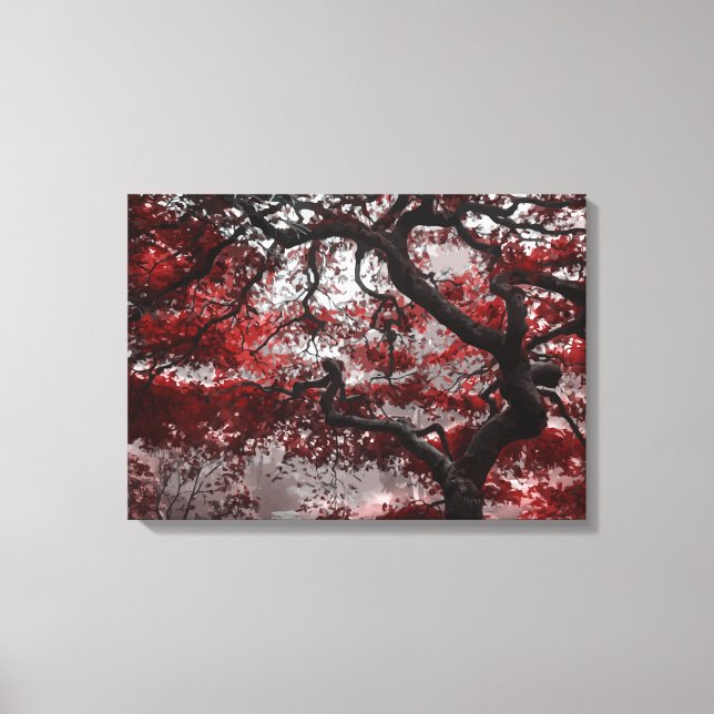 Red Cherry Blossom Tree Canvas Print (Front)