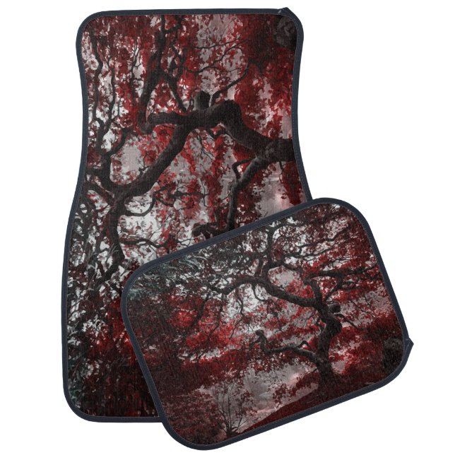 Red Cherry Blossom Tree Car Floor Mat (Set)