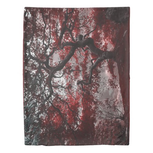 Red Cherry Blossom Tree Duvet Cover
