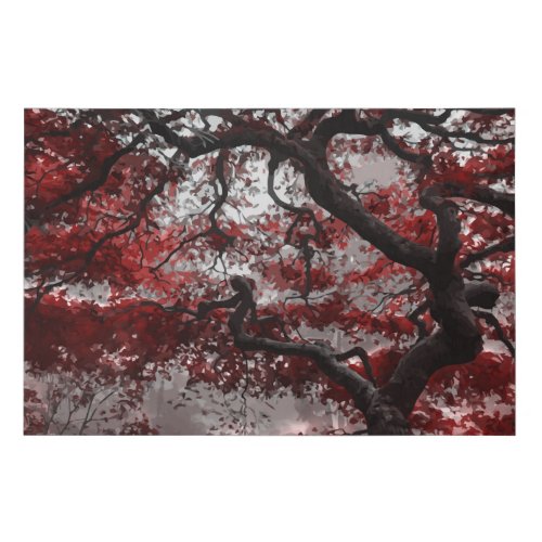 Red Cherry Blossom Tree Faux Canvas Print