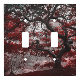 Red Cherry Blossom Tree Light Switch Cover