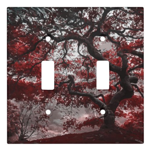 Red Cherry Blossom Tree Light Switch Cover