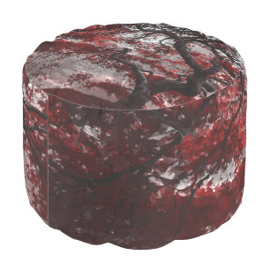 Red Cherry Blossom Tree Pouf