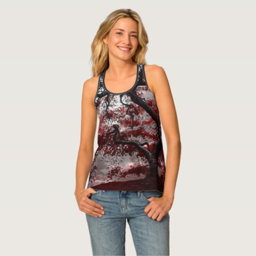 Red Cherry Blossom Tree  Tank Top