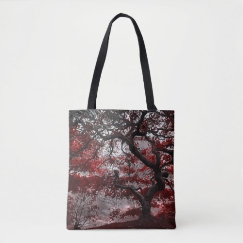 Red Cherry Blossom Tree Tote Bag