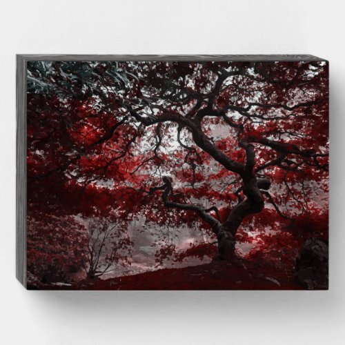 Red Cherry Blossom Tree Wooden Box Sign