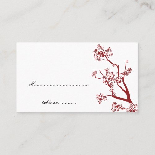 Red Cherry Blossom Wedding Table Place Cards Business Cards
