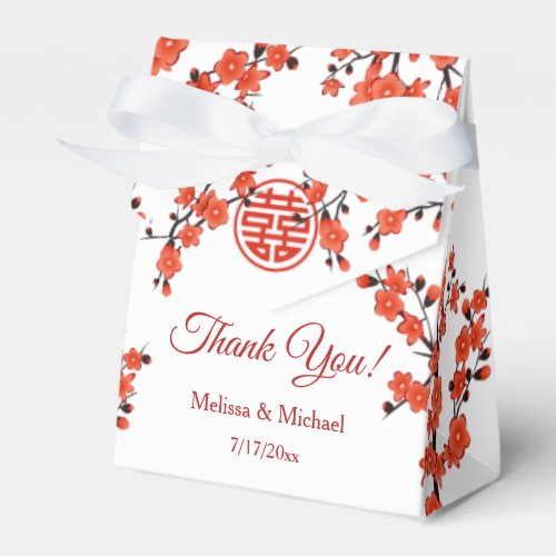  Red Cherry Blossom White  Custom Chinese Wedding Favor Boxes