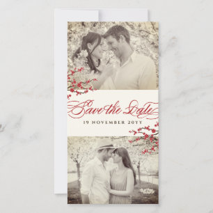 Red Cherry Blossoms Asian Zen Sakura Flowers Photo Save The Date