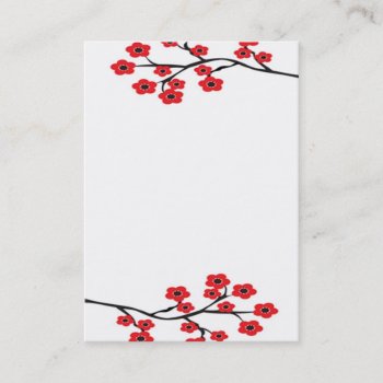 Red Cherry Blossoms Business Card by CuteLittleTreasures at Zazzle