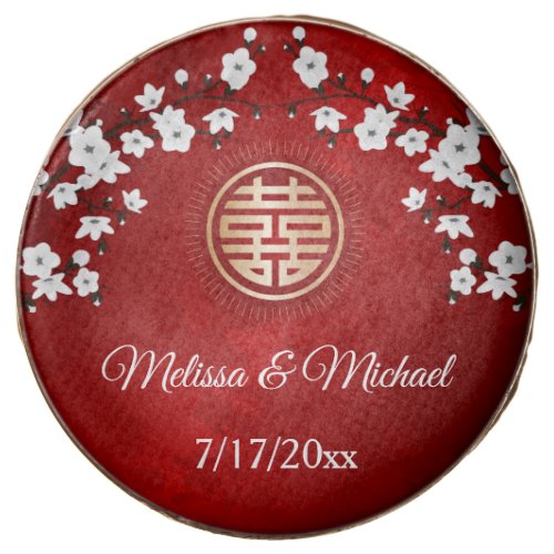  Red Cherry Blossoms Gold Chinese Wedding Custom  Chocolate Covered Oreo
