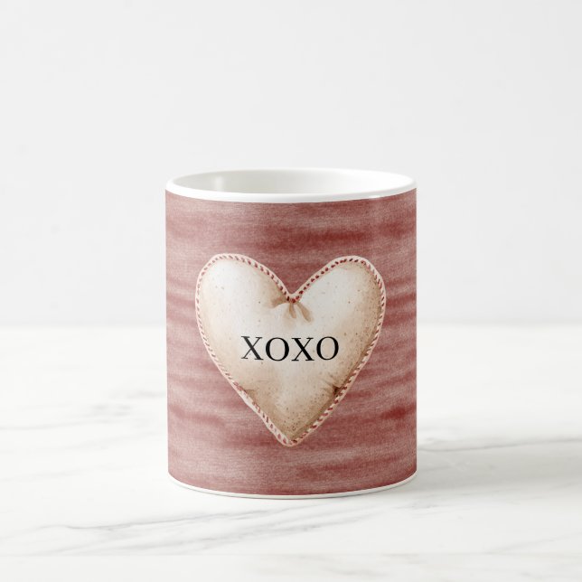 Red Cherry Blush Cream Heart XOXO Coffee Mug (Center)
