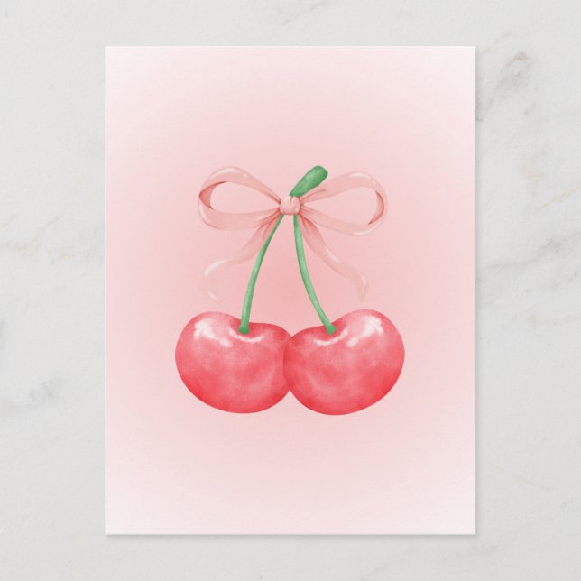 Red cherry bow  postcard (Front)