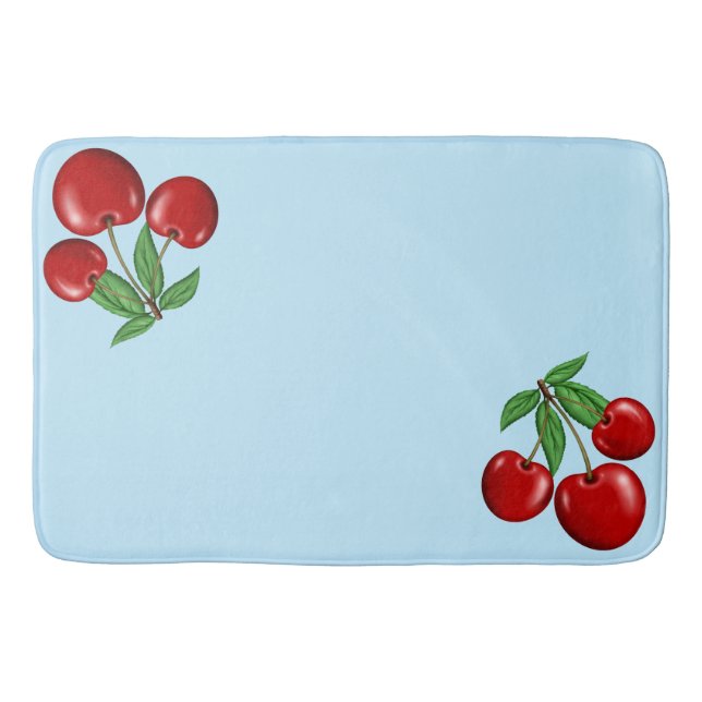 Red Cherry Cherries Design Customizable Bath Mat (Front)