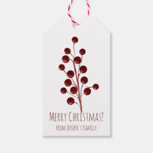 Red cherry christmas gift tags