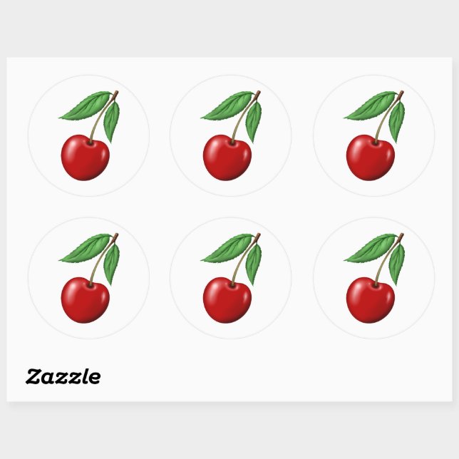 Red Cherry Classic Round Sticker (Sheet)