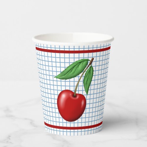 Red Cherry Cute Summer Retro Style Paper Cups