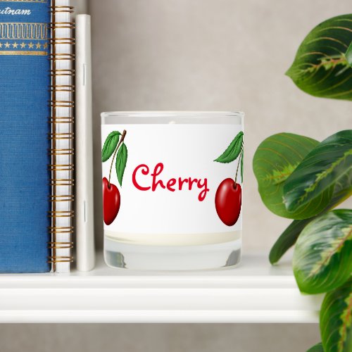 Red Cherry Design Personalized Vanilla Scented Candle
