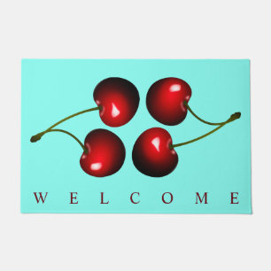 Red Cherry Doormat Welcome Your Colors