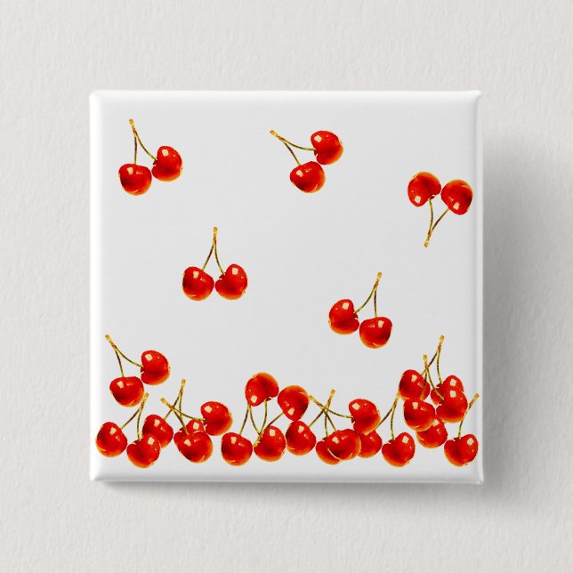 Red Cherry Falling Down Button (Front)