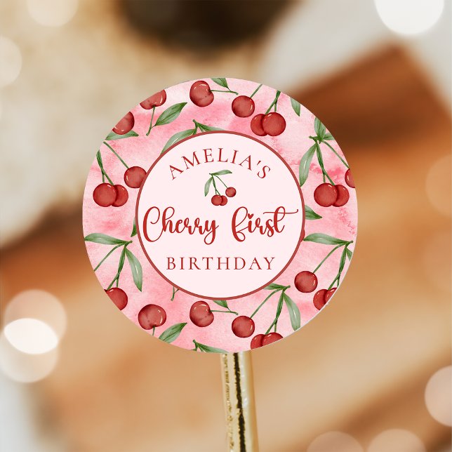Red Cherry First Birthday Sticker (Creator Uploaded)