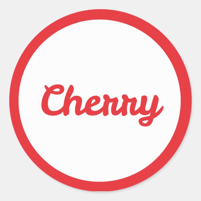 RED Cherry Flavor Round Sticker (Front)